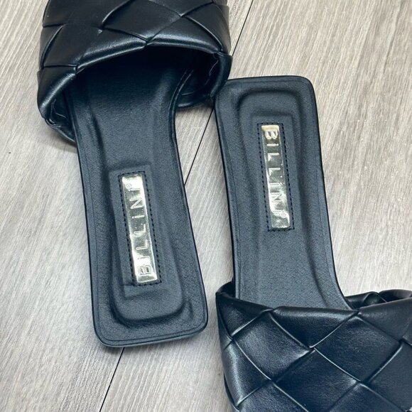 Billini Sandals Womens Size 7 Felix Woven Slip On Flat Slides Synthetic Black - Picture 9 of 11